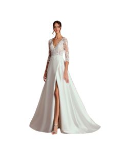 Vestido de Novia Corte a Tul y Encaje