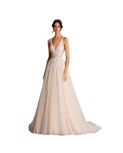 Vestido de Novia Corte a Encaje y Pedrería