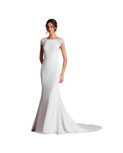 Vestido de Novia Corte a CREPE, Tul y Encaje