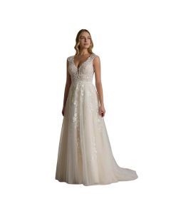 Vestido de Novia Corte a Encaje y Pedrería