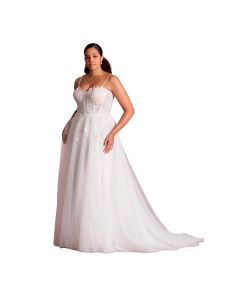Vestido de Novia Corte Princesa Encaje y Pedrería