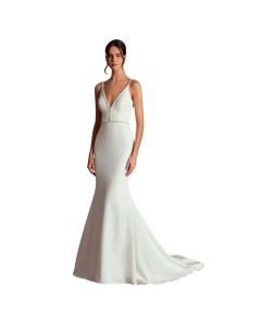 Vestido Novia Corte Sirena Crepe y Pedrería