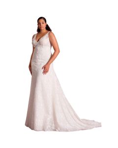 Vestido Novia Corte Sirena Encaje y Pedrería