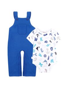Conjunto Overol y Playera Manga Corta con Gorrito