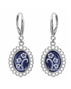 Aretes Camafeo Flores Azul