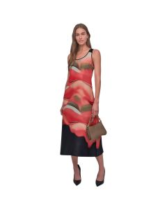 Vestido S / L Border Print Shift Dress
