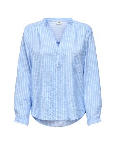 Camisa Amplia con Rayas y Cuello Redondo