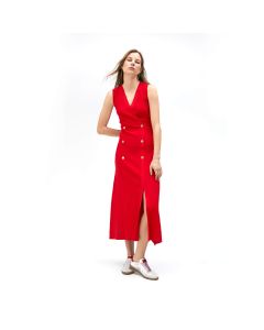 Vestido de Punto Midi Escote Pico