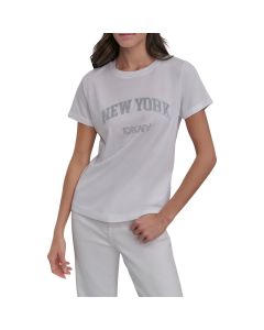 Playera Dama DKNY Rhinestone Stud Logo DNA