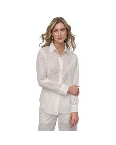 Blusa Dama DKNY Eyelet Long Sleeve Button Up Shirt