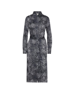 Vestido Printed Textured Satin LS Shirtdress