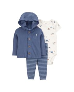 Set de Cardigan con Pañalero y Pantalón