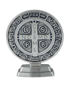 Base Medalla San Benito Plateado Antiguo