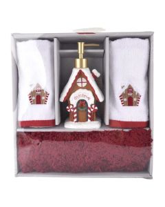 Juego de Casa Gengibre 4 Piezas X-MAS09 Rojo