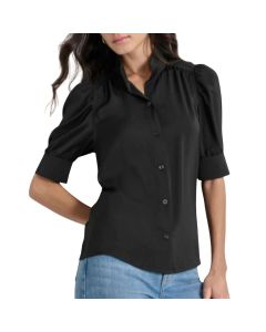 Camisa Blusa Puff Sleeve Shirt With Stand Collar