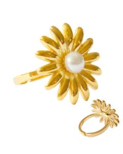 Anillo Ajustable Flor con Perlita