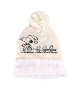 Snoopy Woodstock Outlines Pom Cuff Beanie