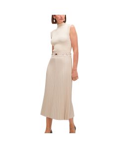 Vestido Efecto Piel Falda Plisada