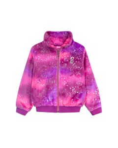 Bomber de Peluche Rosa con Estrellas Plata y