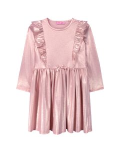 Vestido Foil Rosado Manga Larga