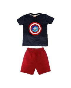CONJ. SHORT-PLAYERA BORD. Lentejuela Captain Ameri
