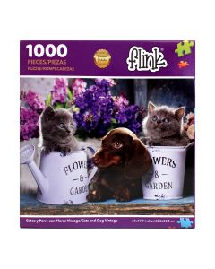 Gatos y Perros con Flores 1000 Piezas