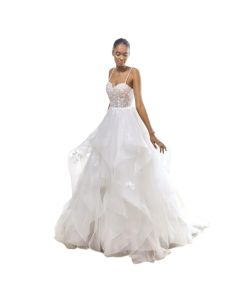Vestido Corte Sirena con Olanes W1126BN1