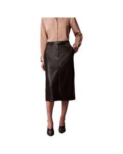 Falda Faux Leather Midi Skirt