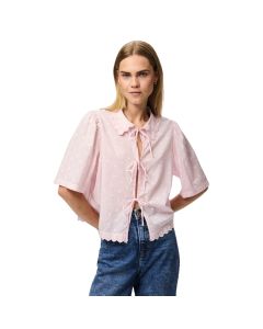 Blusa con Lazos Frontales y Cuello Camisero