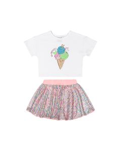Conjunto Falda y Blusa Manga Corta