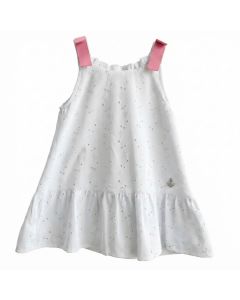 Vestido Tela Bordada con Moño en Hombro
