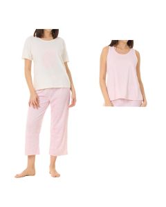 Pijama de 3 Piezas Manga Corta para Dama