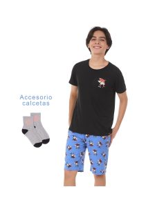 Conjunto Pijama Short Manga Corta con ACCESORIO