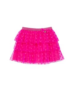 Falda Mesh Dot con Olanes y Aplique
