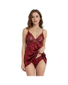 Babydoll en Satin Animal Print y Cachetero de ENCA