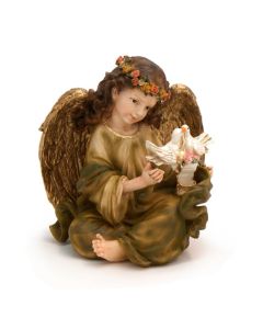 Angel Sentado de Bulto Verde Olivo con Pareja de P