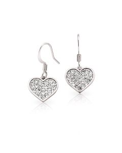 Aretes de Gancho de Corazón con PP Cristal en