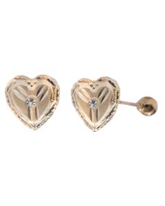 Arete Recto Corazón Diamantado